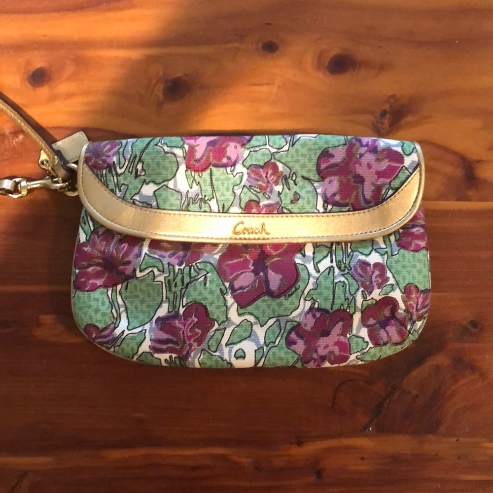 Coach floral pattern large wristlet
